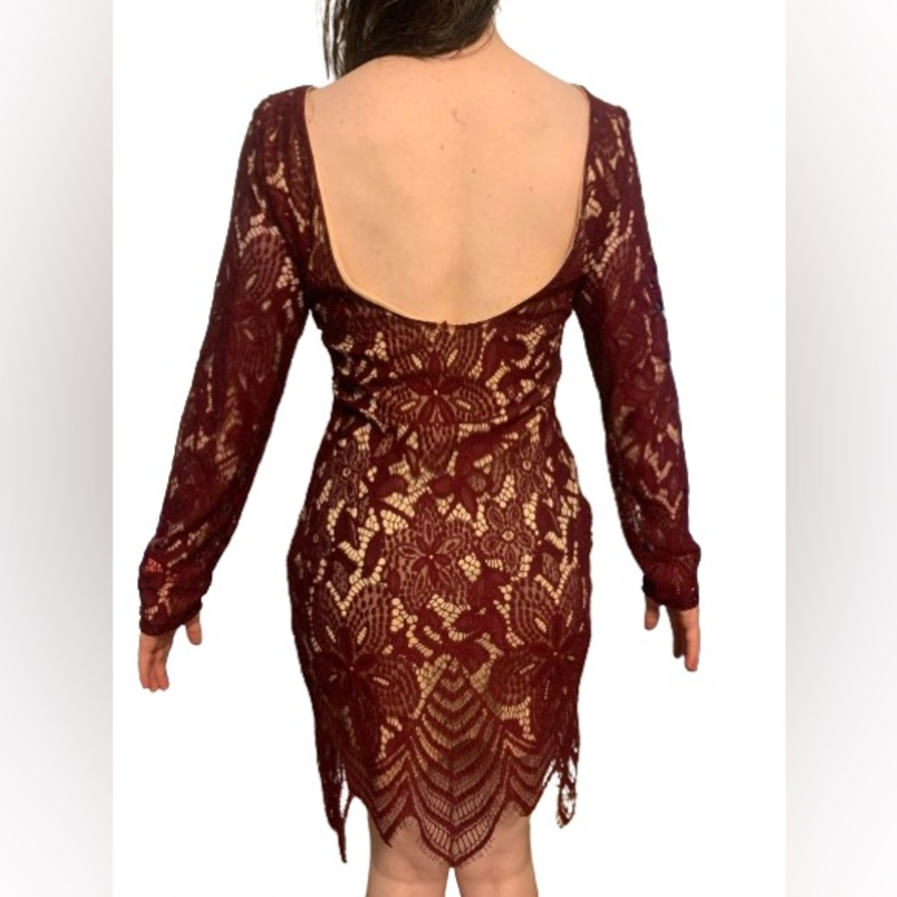 NWT Backless Burgundy Lace Bodycon Dress from Charlotte Russe